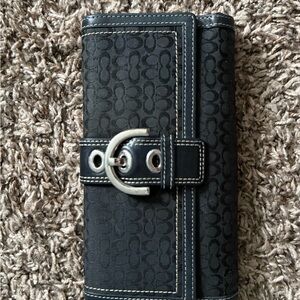 Black Patterned Wallet with Buckle